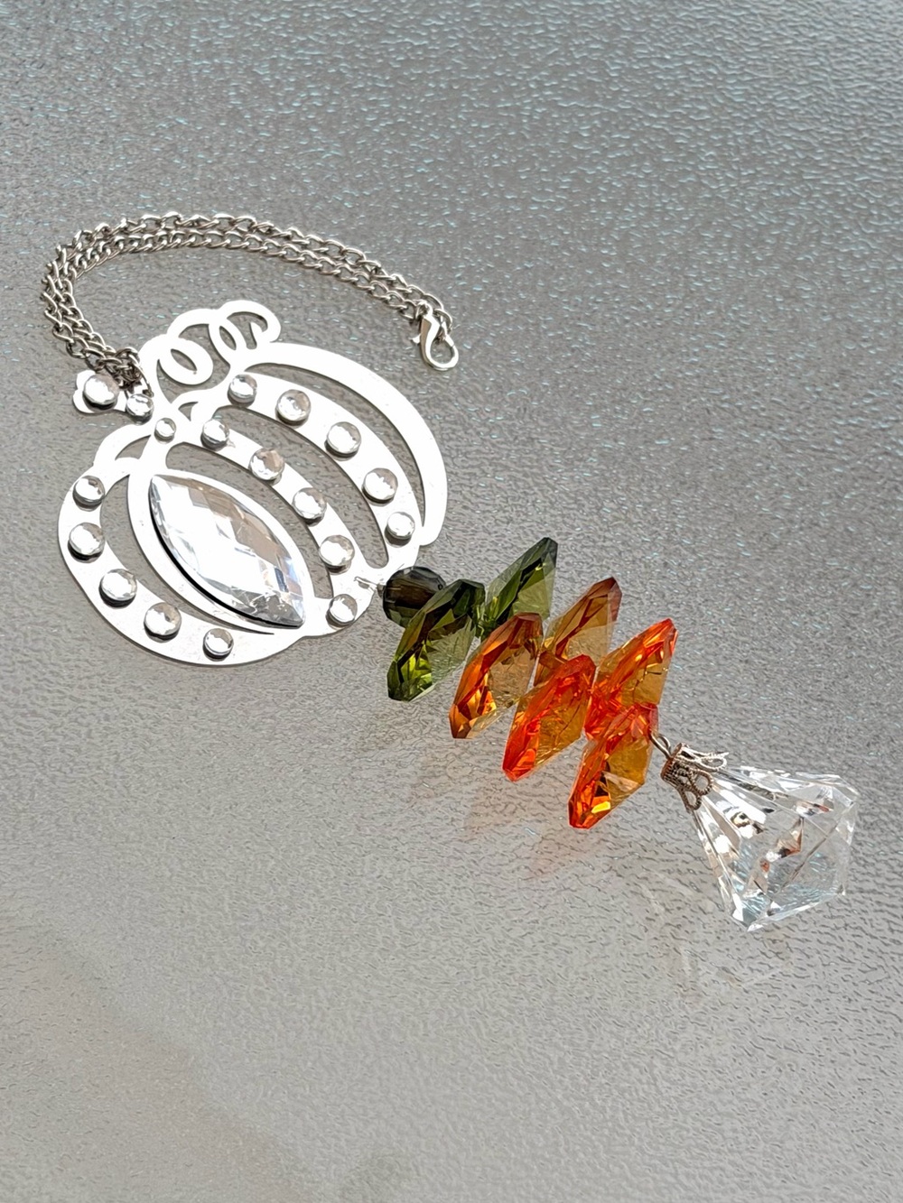 Pumpkin and Autumn Colored Prism Beads Suncatcher - Picture 2 of 7